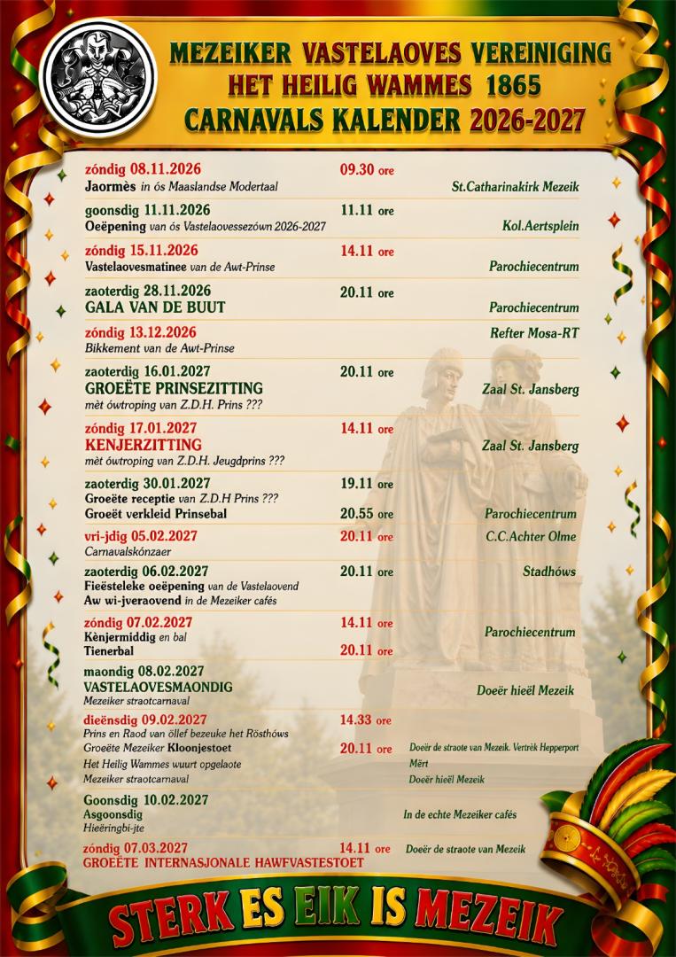 Carnavals kalender 2026-2027